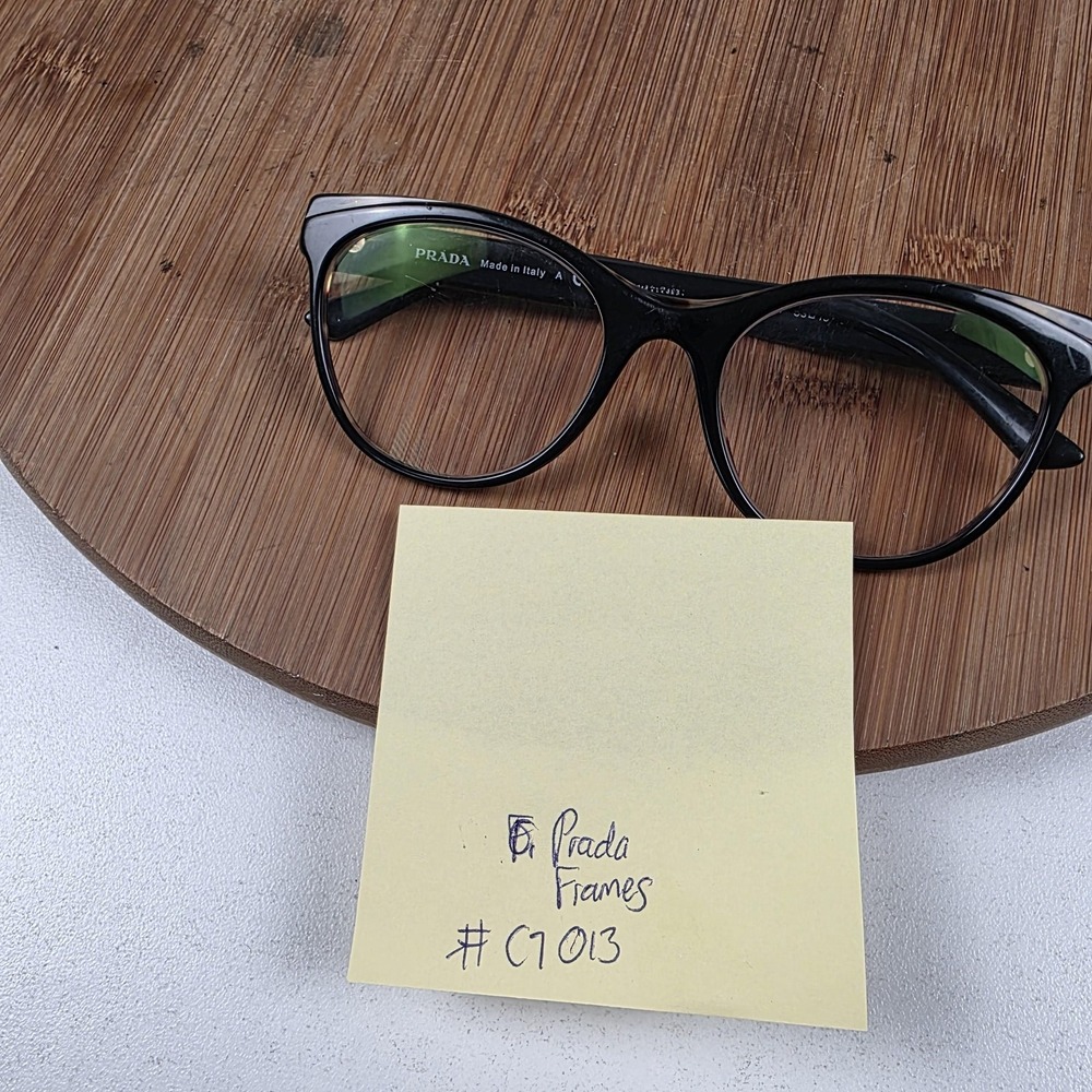 Prada VPR 05W Sunglasses Womens 53-19 Black Tortoise Cat Eye Clear Plastic Italy - Picture 11 of 11